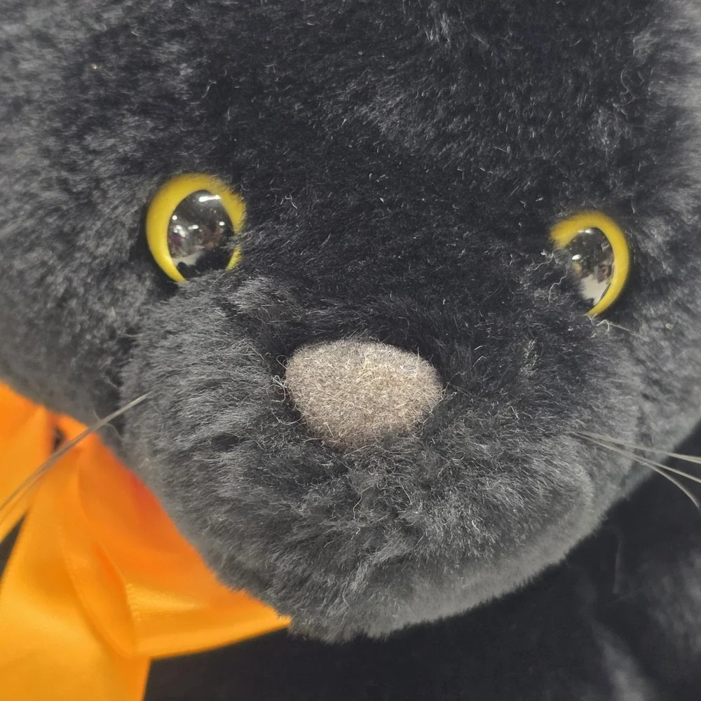 Vintage Hallmark Midnight Halloween Black Cat Blue Paws & Ears Plush
